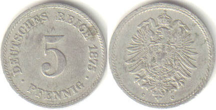 1875 C Germany 5 Pfennig (gVF) A000235